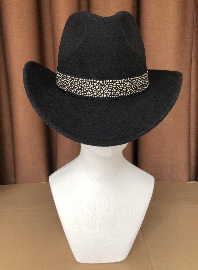 TCOMVEZ Hat Bands for Women Cowboy Hat Band Fedora Western Hat Band Black Golden - Image 5